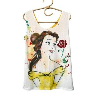 Disney Boutique Belle Beauty and The Beast Rhinestone Open Bow Back TShirt Small